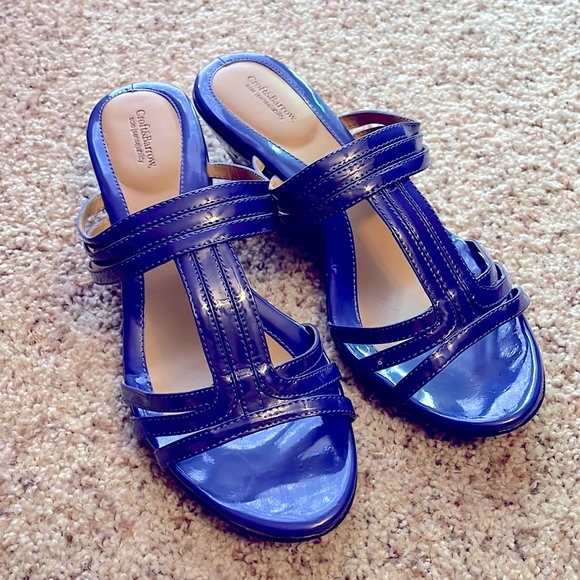 Croft & Barrow blue wedge sandals Size 10 - Picture 2 of 4